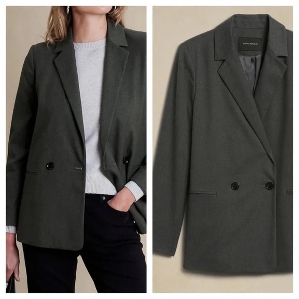 Banana Republic Flannel Suiting Blazer Gray NWT Size 8